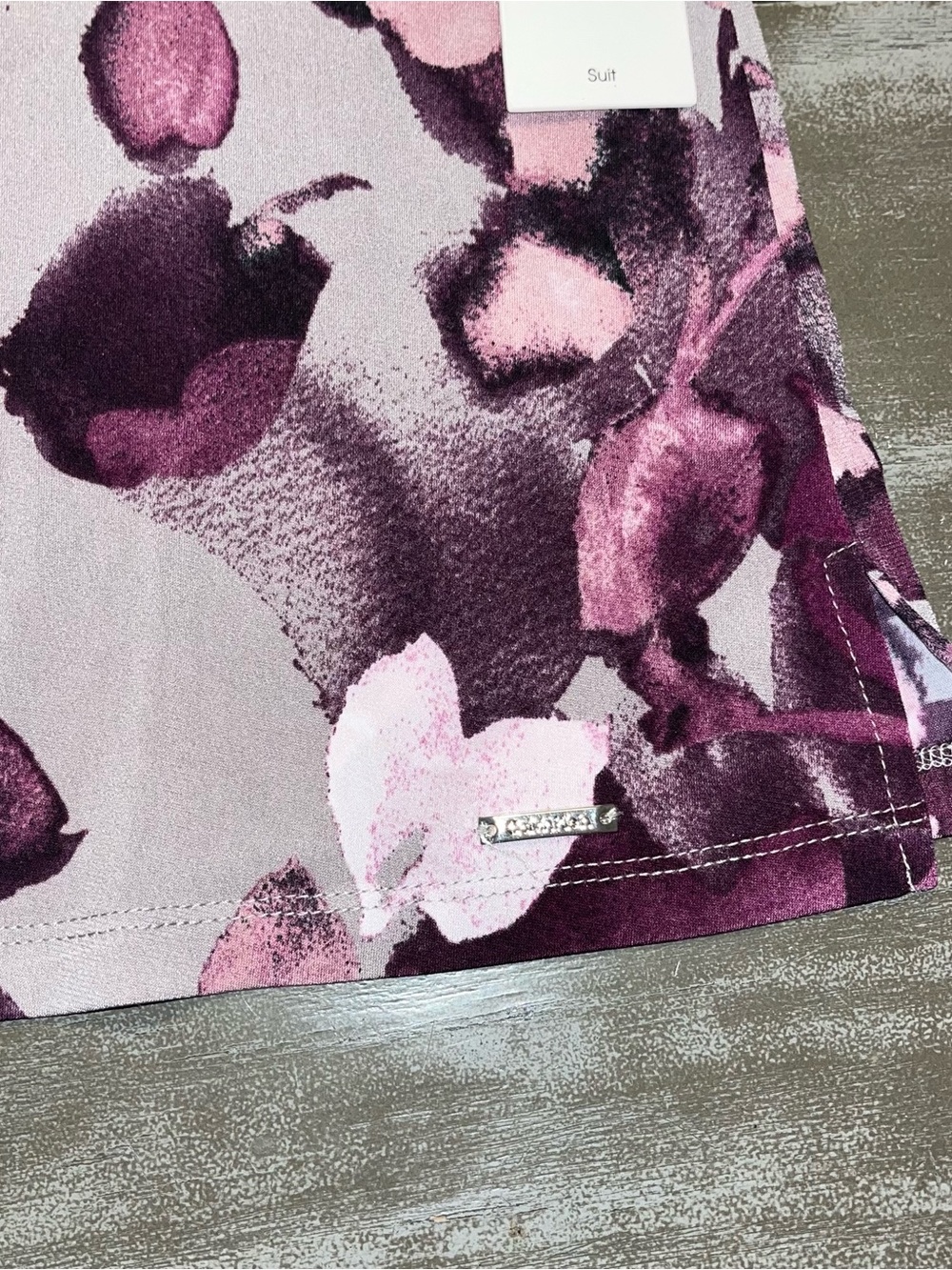 Calvin Klein Grey Pink Floral Ruffle Sleeveless Tank Dressy Blouse NWT Small - Picture 2 of 7